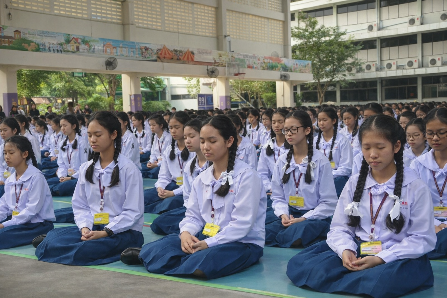 นักเรียนสวดภาวนา